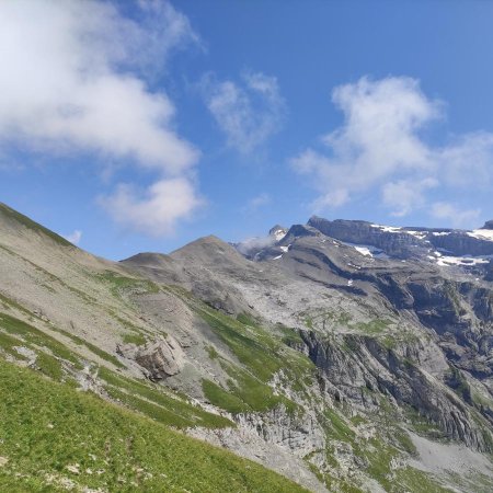 L’itinéraire vue de la Tête de Perua - Le col de Sageroux, Col des Ottans, Glacier du Ruan...