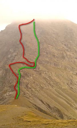 Mont Tailland : itinéraire aller (rouge) et retour (vert).