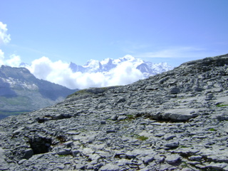 Toujours, au loin, le Mont Blanc.