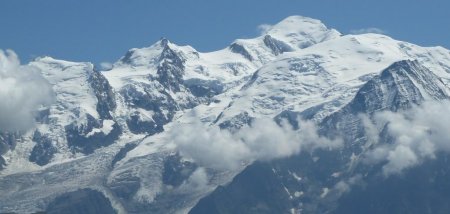 Gros plan sur le Mont Blanc et le Mont Maudit