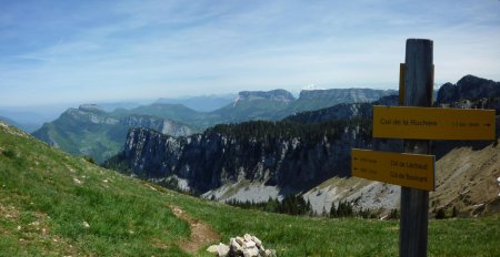 Vue du sommet : Outheran à gauche, Le Mont-Blanc entre Granier et Pinet