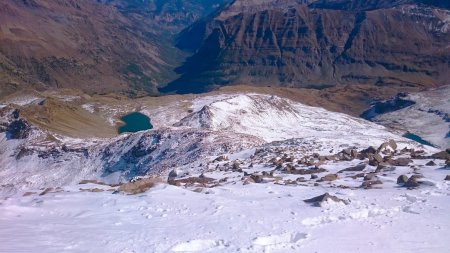 Sous le sommet du Grand Pinier : une idée de la pente gravie (l’on voit mes traces de pas dans la neige...)