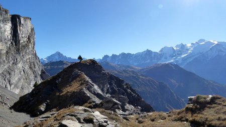 Vue arrière, Aiguille Verte, Aiguille du Midi, Mont Blanc