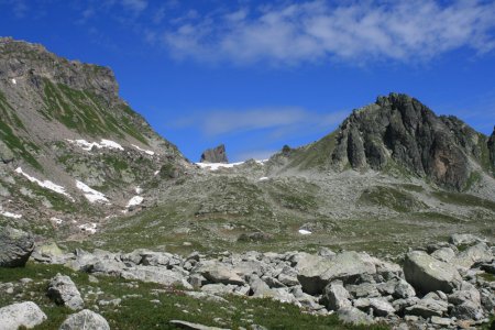 Col de la Charbonnière et le sommet de la Pierra Menta