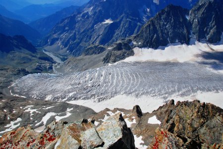 Le Glacier Blanc vers le Pré de Madame Carle depuis le sommet