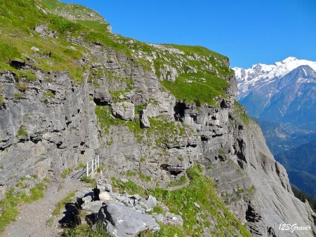 Passerelle sur fond de Mont-Blanc