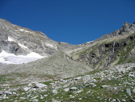 Glacier des Lanchettes et sa moraine latérale - Col du Mont Tondu