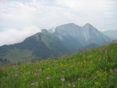 Mont Pécloz (2.197 m) et Mont d’Armenaz (2.156 m) vus du sentier sur l’arête