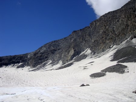 Cramponnage (2830m lors de cette sortie un 04 août) et début de remontée du glacier des Barmes de l’Ours.