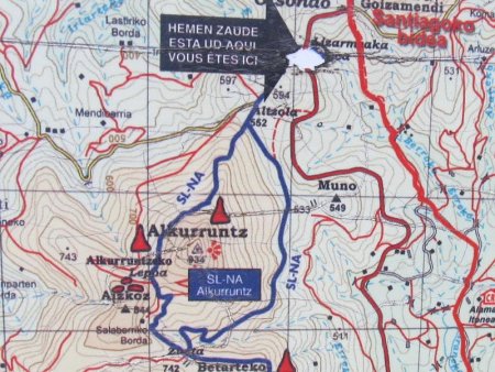 La carte du parcours (le Betarteko Harriak sera remplacé par l’Aizkoz)