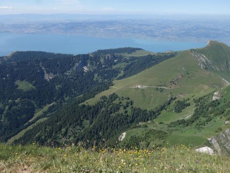 Derrière le lac Léman, le plateau suisse s’étend...