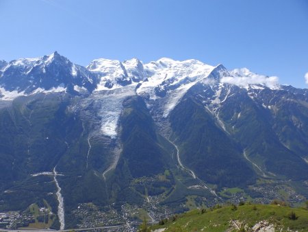 Le massif du Mont Blanc vu du refuge de Bellachat.