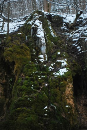 Eau gelée de la cascade Güterstein au-dessus du bassin supérieur
