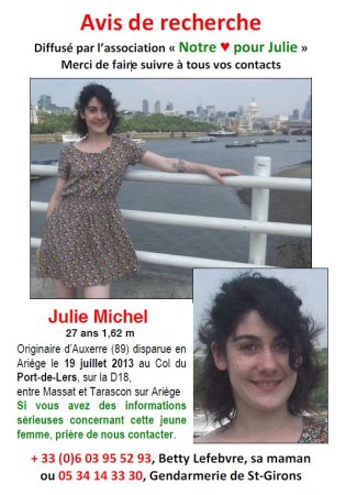 Avis de recherche - Julie Michel