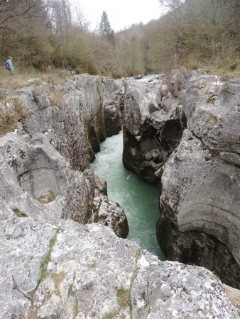 La Valserine s’engouffre dans un canyon étroit et profond.