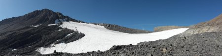 Panoramique en arrivant au Glacier Lombard.