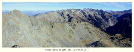 Panoramique depuis la Pointe Centrale Sud du Ferrouillet (2587 m)