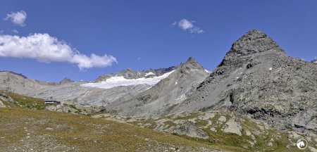 Refuge des Evettes, glacier du Mulinet et Mont Séti
