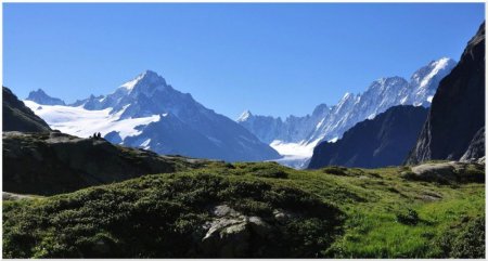 Vue sur l’Aiguille du Chardonnet , le glacier d’Argentières et l’Aiguille Verte