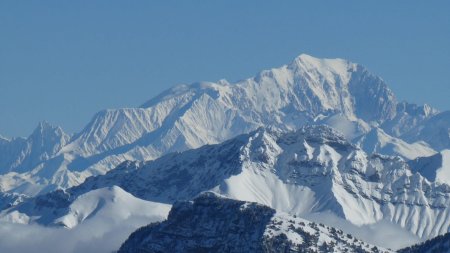 Dent de Rossanaz, Arcalod et Mont Blanc.
