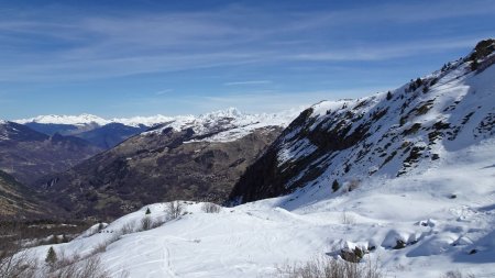 En chemin, vue arrière, Mont Blanc