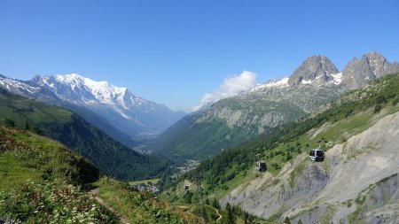 De l’arrivée de la télécabine de Charamillon, vue sur la vallée de Chamonix.