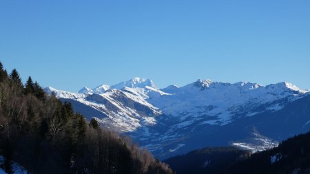 Au départ, vue Mont Blanc