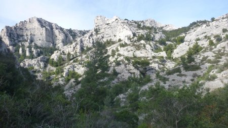 A gauche tête de la Mounine, au centre la pointe Callot, et juste à sa droite, le sommet de Marseilleveyre
