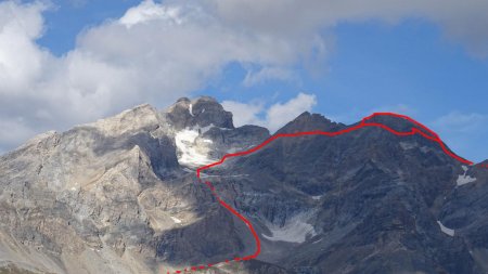 Même chose en gros plan vu depuis la route du Col de l’Iseran