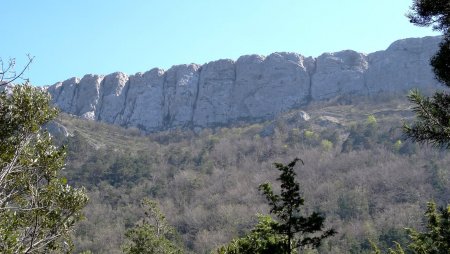 À gauche, les falaises de la Sainte-Baume.