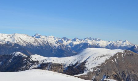 De gauche à droite : Mont Pétoumier, Cime du Gélas, Mont Clapier, Ponset, Neiglier, Grand Capelet, Cime du Diable