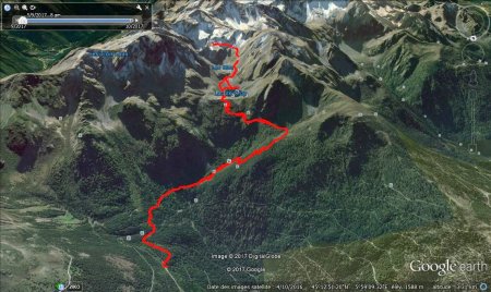 Le parcours sur Google Earth par GPS Garmin