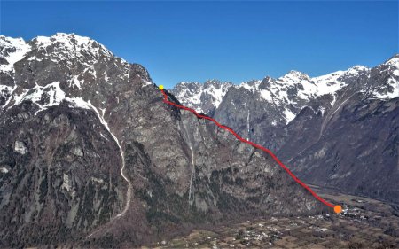 Tracé du parcours du 14 juin 2022, jusqu’à la Tête de l’Ane qui est le sommet du Gros Cornillon