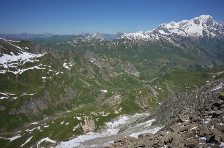 Le Mont Blanc, le Cormet de Roselend et le début de la Combe de la Neuva