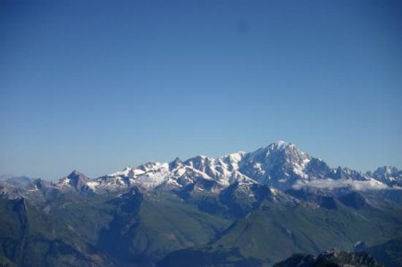 Vue du dôme de Bellecôte : Massif du Mont-Blanc