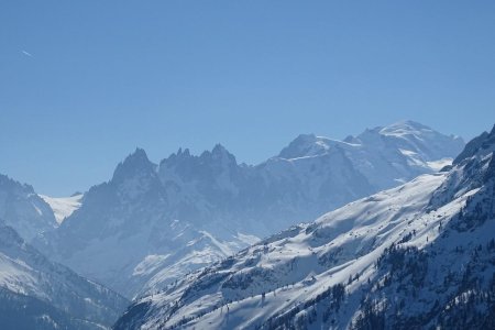 Aiguilles de Chamonix, Mont Blanc du Tacul, Mont Maudit, Mont Blanc...