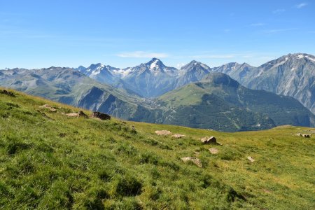 En redescendant, les deux Alpes et la Muzelle