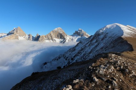 Les aiguilles de la Jarjatte et le sommet de Chamousset, vus de Grand Chamousset