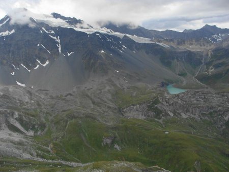 Du sommet : le Lac Blanc, le glacier de Gébroulaz...
