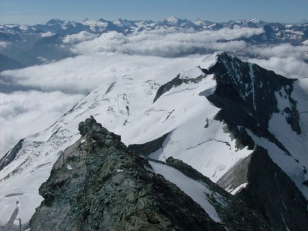 L’été, les glaciers traversés vus du Mont Pourri.