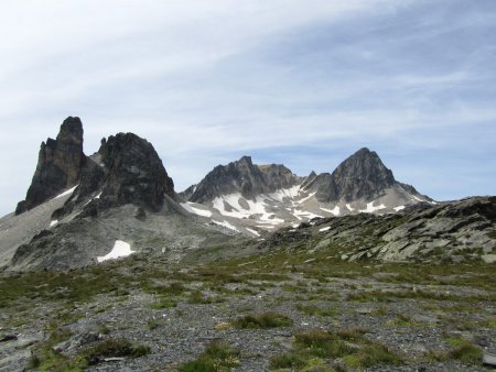 Du col des Bataillères : le Cheval Blanc, le Mont et le Pic du Thabor.