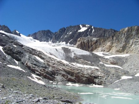 Le front du glacier de Gébroulaz et les lacs glaciaires.