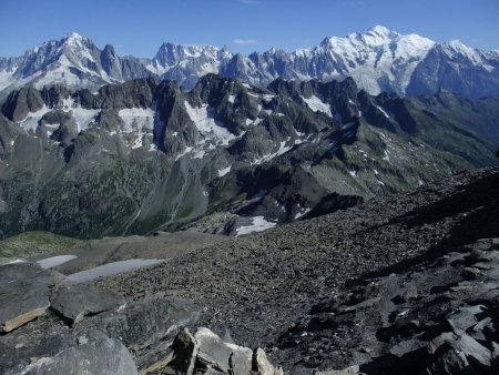 Panorama sur les Aiguilles Rouges et le massif du Mont Blanc.