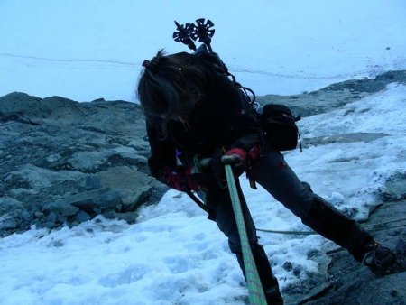Descente en rappel du Col des Roches sur le Glacier du Geay