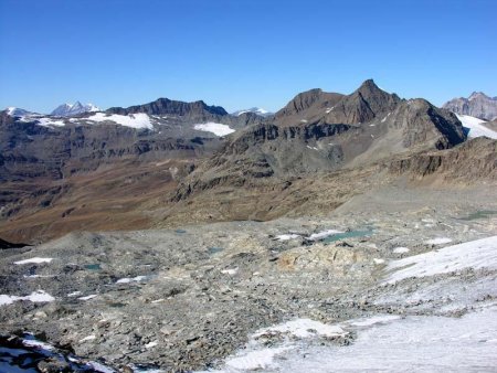 La fonte du Glacier de Derrière les Cols a donné naissance à de nombreux petits lacs