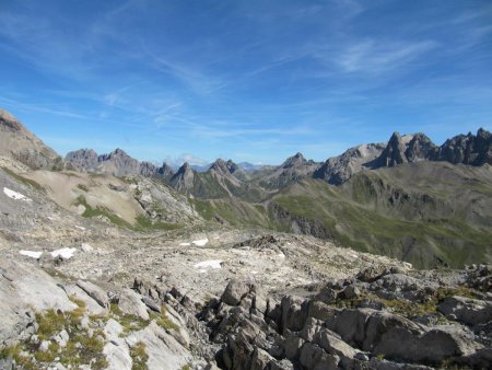 Le col de la Ponsonnière, le col des Cerces et la Pointe des Cerces, le Mont-Blanc