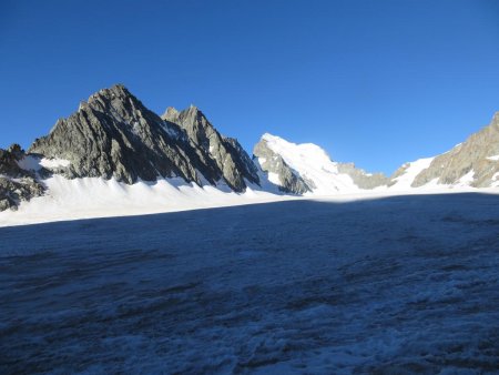 Le glacier blanc et la barre des écrins en fond