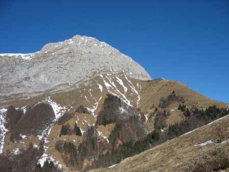 Face E du Mont Trélod (le point atteint est l’alpage à droite)