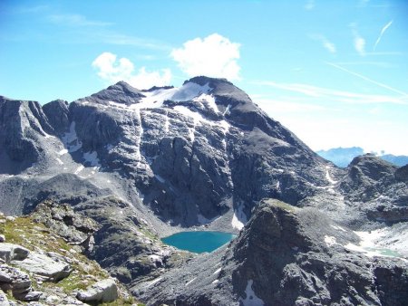 Pointes Niblé et Ferrand, lac d’Ambin, vus du col 2969.