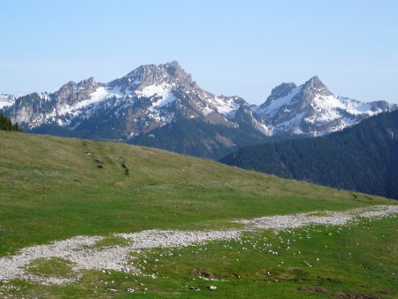 Pointes de Chalune et de Chavasse depuis l’alpage de Tré-le-Saix.